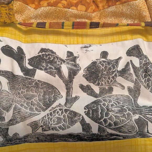 Peace Quilts Shoulder Tote Bag Tropical Fish and Floral Pattern - Picture 5 of 9